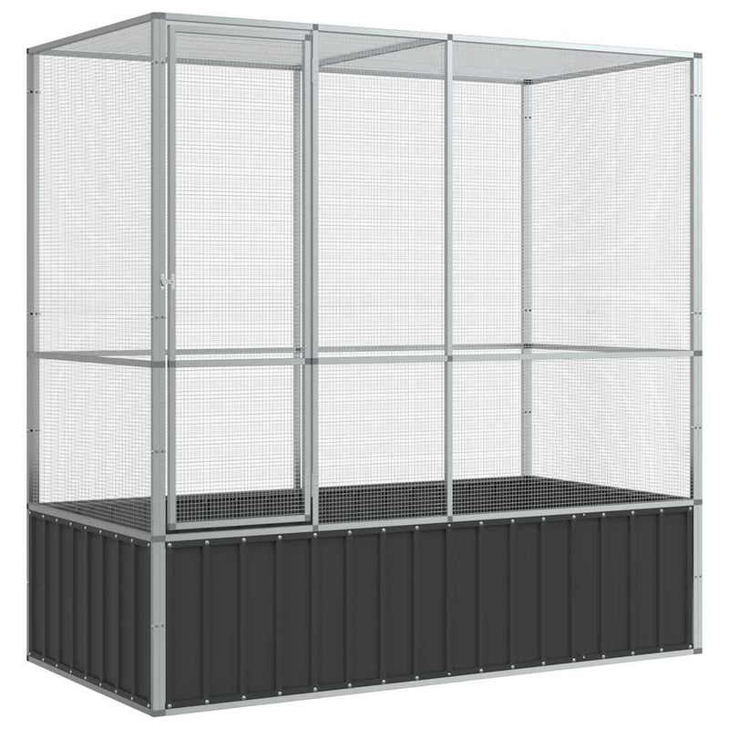 vidaXL ezüstszínű acél madárház 210,5 x 107 x 212 cm