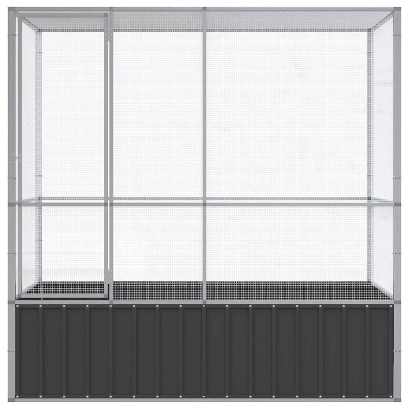 vidaXL ezüstszínű acél madárház 210,5 x 107 x 212 cm