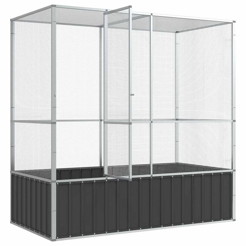 vidaXL ezüstszínű acél madárház 210,5 x 107 x 212 cm