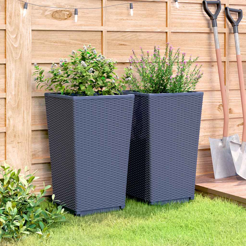 vidaXL 2 db kékszürke polipropilén kerti ültetőláda 32,5 x 32,5 x 57 cm