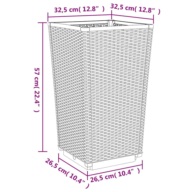 vidaXL 2 db kékszürke polipropilén kerti ültetőláda 32,5 x 32,5 x 57 cm