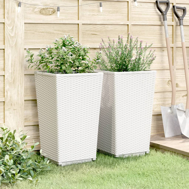vidaXL 2 db fehér polipropilén kerti ültetőláda 32,5 x 32,5 x 57 cm
