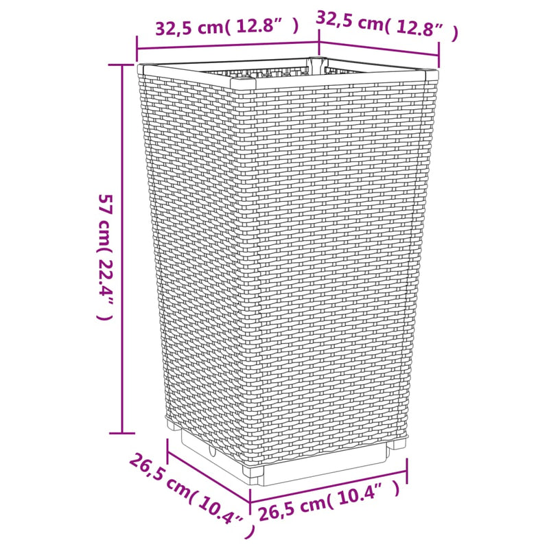 vidaXL 2 db barna polipropilén kerti ültetőláda 32,5 x 32,5 x 57 cm