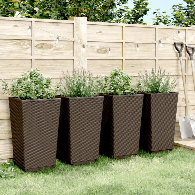 vidaXL 4 db barna polipropilén kerti ültetőláda 32,5 x 32,5 x 57 cm