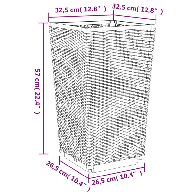 vidaXL 4 db barna polipropilén kerti ültetőláda 32,5 x 32,5 x 57 cm
