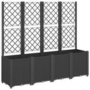 vidaXL fekete polipropilén rácsos kerti ültetőláda 160 x 40 x 140 cm