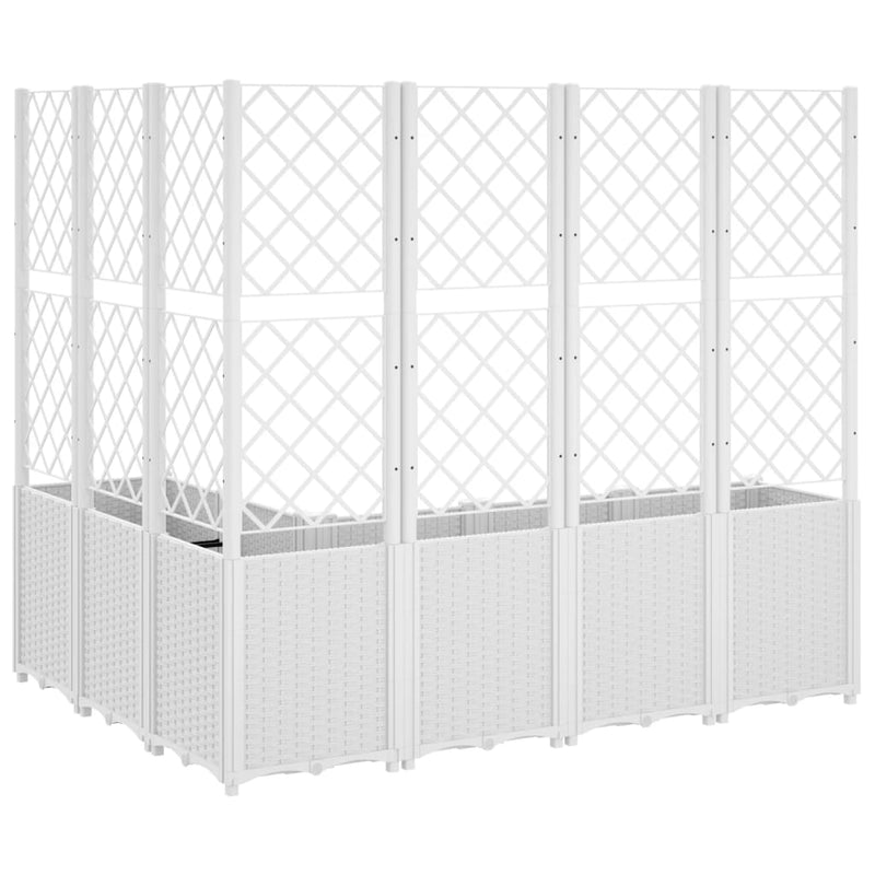 vidaXL fehér polipropilén rácsos kerti ültetőláda 160 x 120 x 140 cm