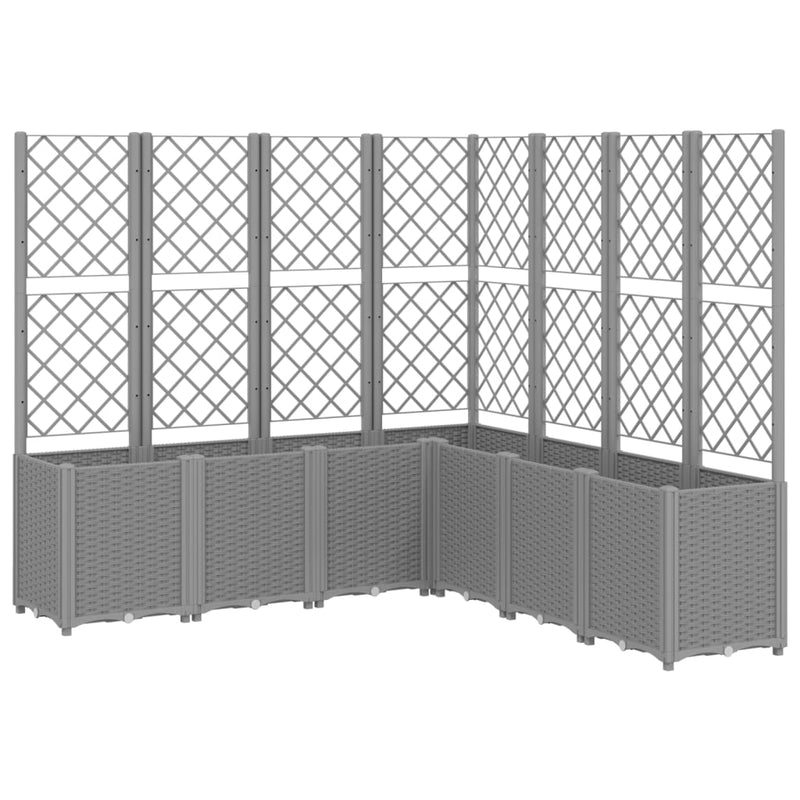 vidaXL világosszürke PP rácsos kerti ültetőláda 160 x 160 x 140 cm