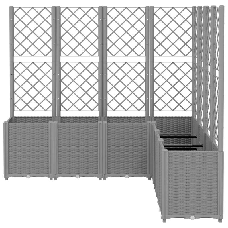 vidaXL világosszürke PP rácsos kerti ültetőláda 160 x 160 x 140 cm
