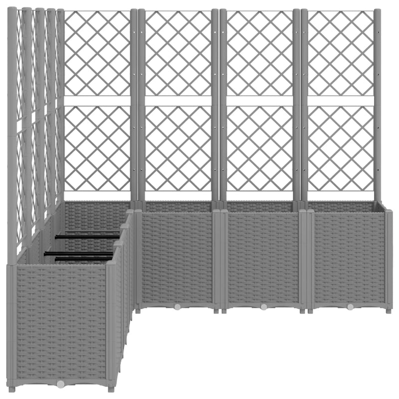 vidaXL világosszürke PP rácsos kerti ültetőláda 160 x 160 x 140 cm