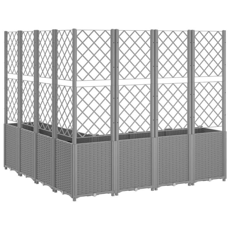vidaXL világosszürke PP rácsos kerti ültetőláda 160 x 160 x 140 cm