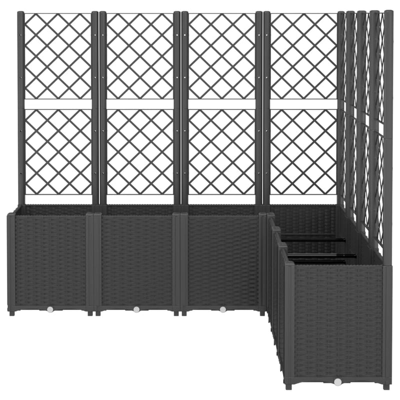 vidaXL fekete polipropilén rácsos kerti ültetőláda 160 x 160 x 140 cm