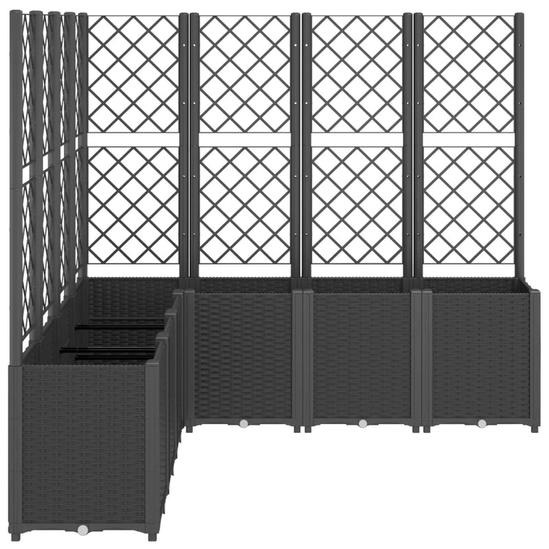 vidaXL fekete polipropilén rácsos kerti ültetőláda 160 x 160 x 140 cm