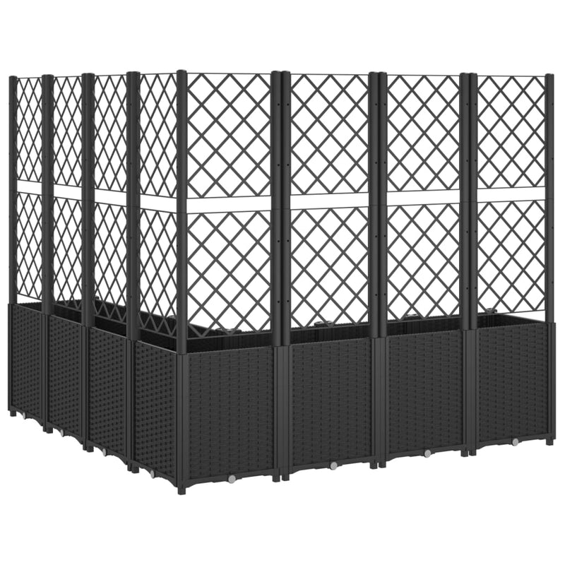 vidaXL fekete polipropilén rácsos kerti ültetőláda 160 x 160 x 140 cm