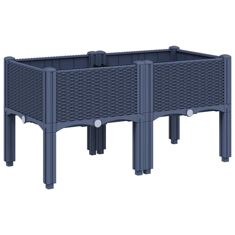 vidaXL kékszürke PP rácsos kerti ültetőláda 80 x 40 x 42 cm