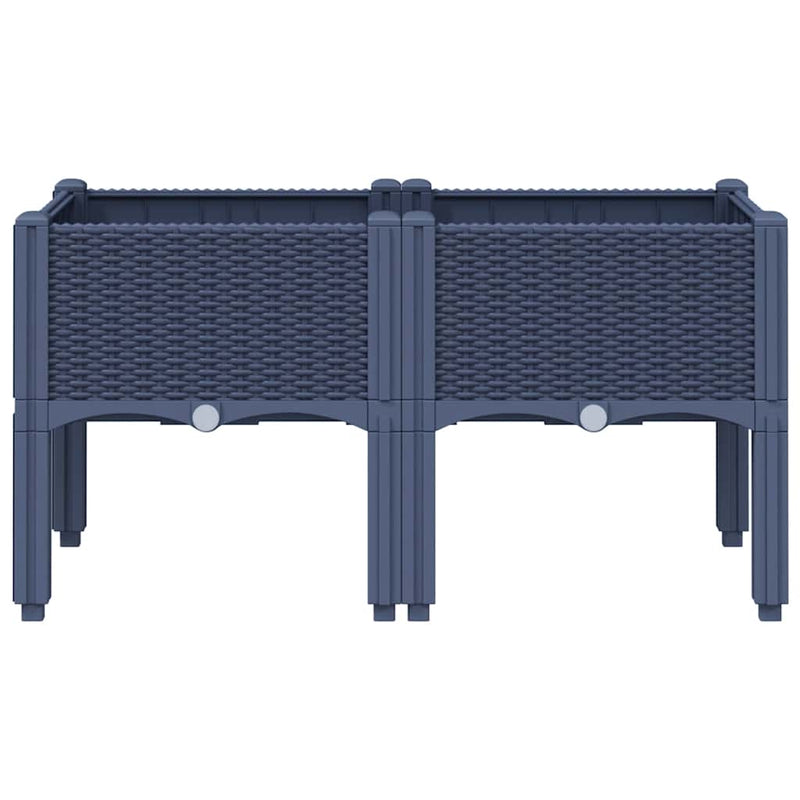 vidaXL kékszürke PP rácsos kerti ültetőláda 80 x 40 x 42 cm