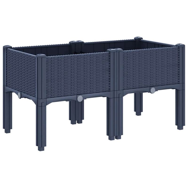 vidaXL kékszürke PP rácsos kerti ültetőláda 80 x 40 x 42 cm