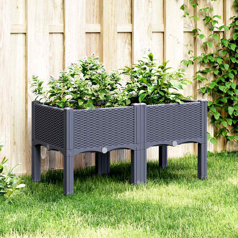 vidaXL kékszürke PP rácsos kerti ültetőláda 80 x 40 x 42 cm