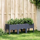 vidaXL kékszürke PP rácsos kerti ültetőláda 120 x 40 x 42 cm