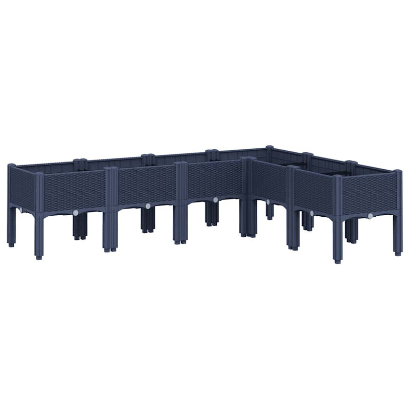 vidaXL kékszürke PP rácsos kerti ültetőláda 160 x 120 x 42 cm
