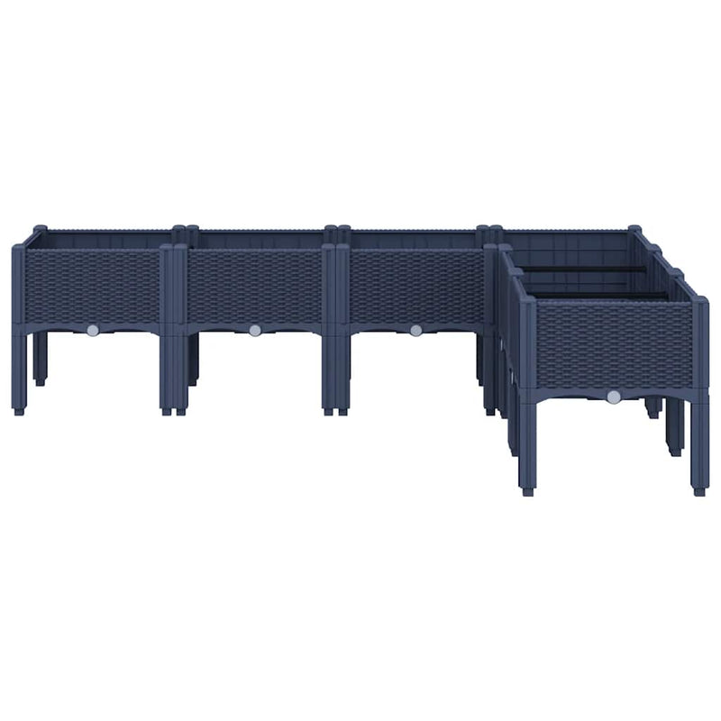 vidaXL kékszürke PP rácsos kerti ültetőláda 160 x 120 x 42 cm
