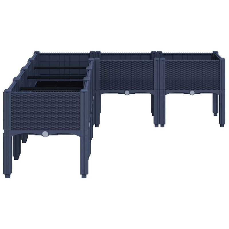 vidaXL kékszürke PP rácsos kerti ültetőláda 160 x 120 x 42 cm