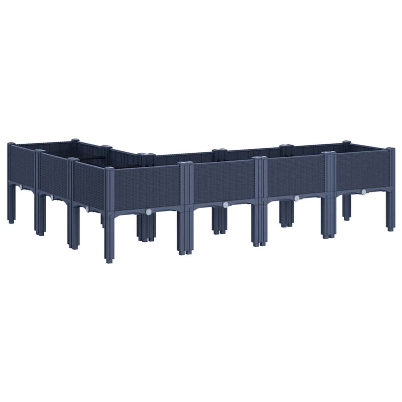 vidaXL kékszürke PP rácsos kerti ültetőláda 160 x 120 x 42 cm