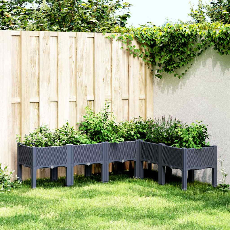vidaXL kékszürke PP rácsos kerti ültetőláda 160 x 120 x 42 cm