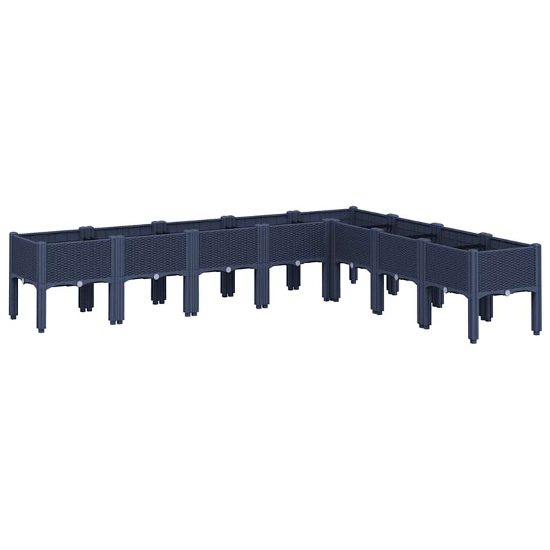 vidaXL kékszürke PP rácsos kerti ültetőláda 200 x 160 x 42 cm