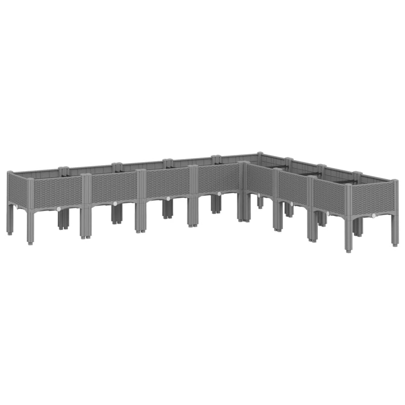 vidaXL világosszürke PP rácsos kerti ültetőláda 200 x 160 x 42 cm