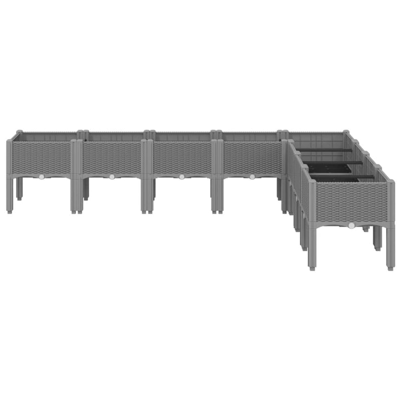 vidaXL világosszürke PP rácsos kerti ültetőláda 200 x 160 x 42 cm