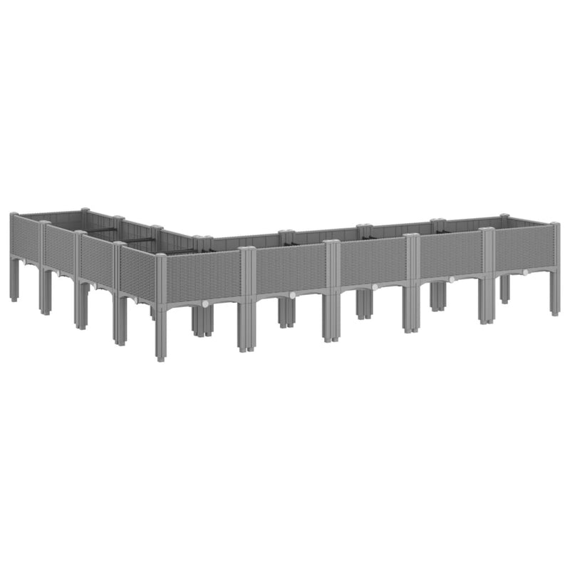 vidaXL világosszürke PP rácsos kerti ültetőláda 200 x 160 x 42 cm