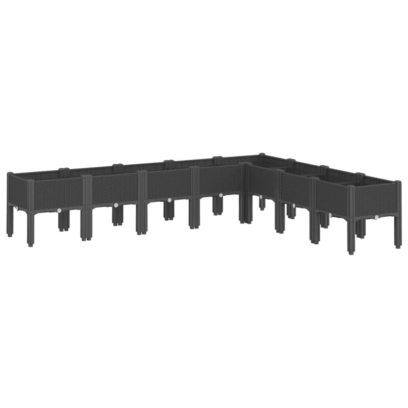 vidaXL fekete PP rácsos kerti ültetőláda 200 x 160 x 42 cm