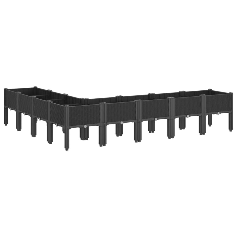 vidaXL fekete PP rácsos kerti ültetőláda 200 x 160 x 42 cm