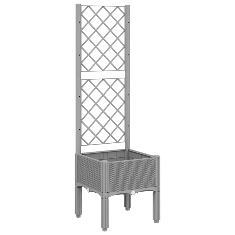 vidaXL világosszürke PP rácsos kerti ültetőláda 40 x 40 x 142 cm