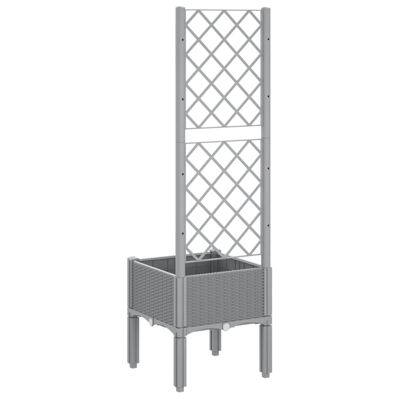 vidaXL világosszürke PP rácsos kerti ültetőláda 40 x 40 x 142 cm