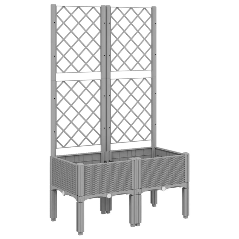vidaXL világosszürke PP rácsos kerti ültetőláda 80 x 40 x 142 cm
