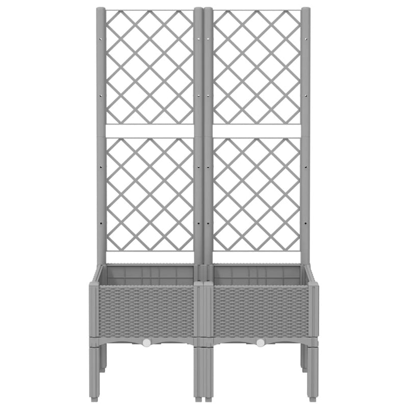 vidaXL világosszürke PP rácsos kerti ültetőláda 80 x 40 x 142 cm