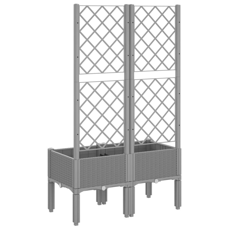 vidaXL világosszürke PP rácsos kerti ültetőláda 80 x 40 x 142 cm