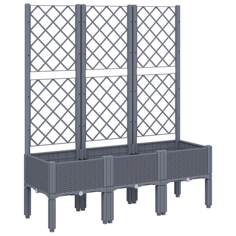 vidaXL szürke PP rácsos kerti ültetőláda 120 x 40 x 142 cm