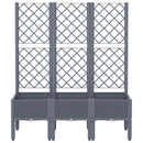 vidaXL szürke PP rácsos kerti ültetőláda 120 x 40 x 142 cm