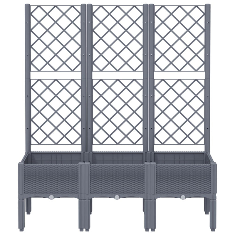vidaXL szürke PP rácsos kerti ültetőláda 120 x 40 x 142 cm