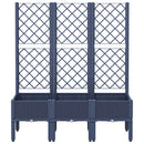 vidaXL kékszürke PP rácsos kerti ültetőláda 120 x 40 x 142 cm
