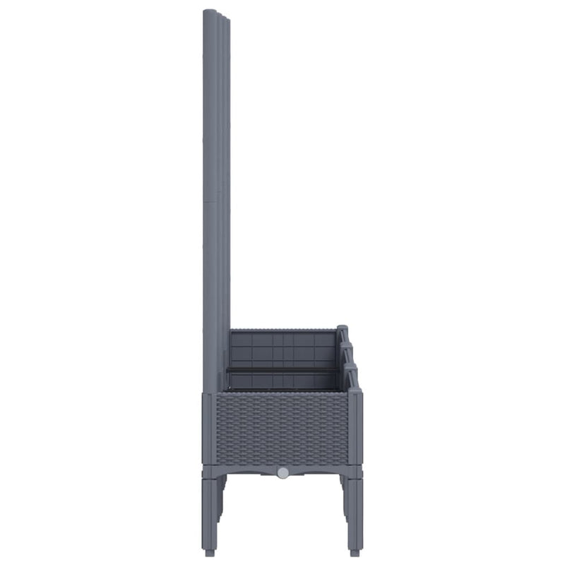 vidaXL szürke PP rácsos kerti ültetőláda 120 x 40 x 142 cm