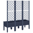 vidaXL kékszürke PP rácsos kerti ültetőláda 120 x 40 x 142 cm