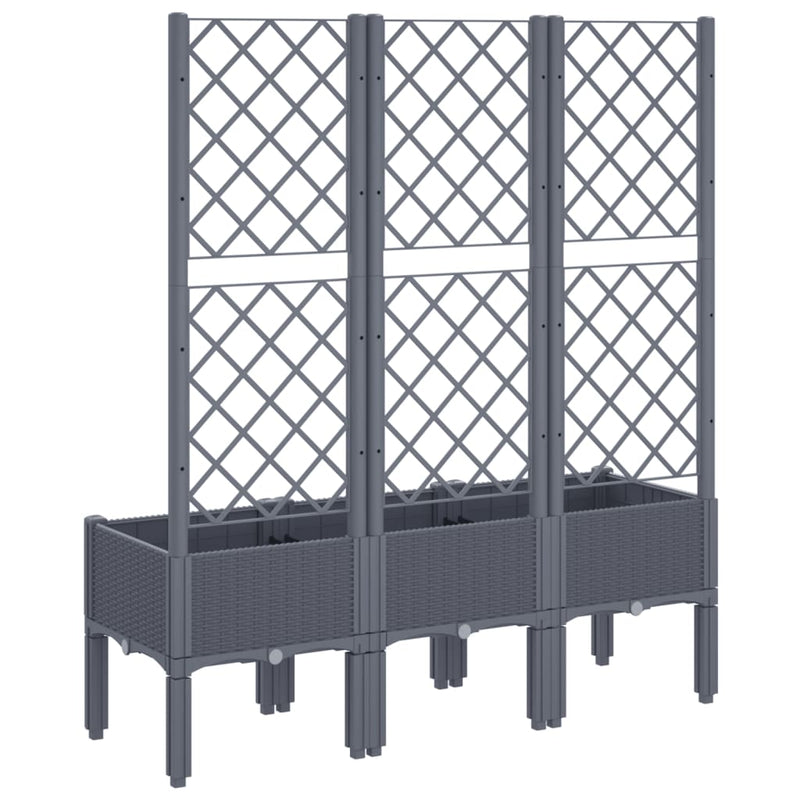 vidaXL szürke PP rácsos kerti ültetőláda 120 x 40 x 142 cm