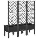 vidaXL fekete polipropilén rácsos kerti ültetőláda 120 x 40 x 142 cm