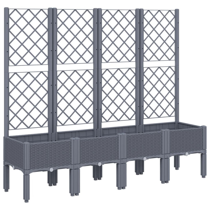vidaXL szürke PP rácsos kerti ültetőláda 160 x 40 x 142 cm