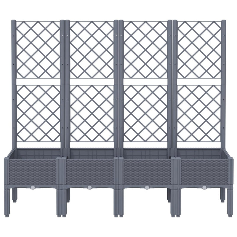vidaXL szürke PP rácsos kerti ültetőláda 160 x 40 x 142 cm