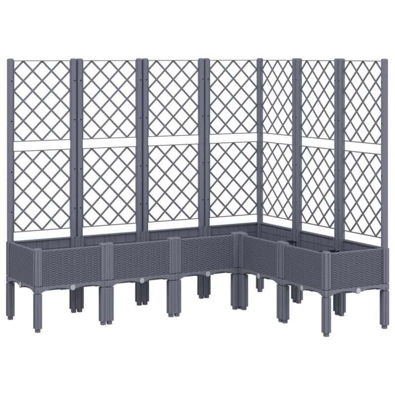 vidaXL szürke PP rácsos kerti ültetőláda 160 x 120 x 142 cm